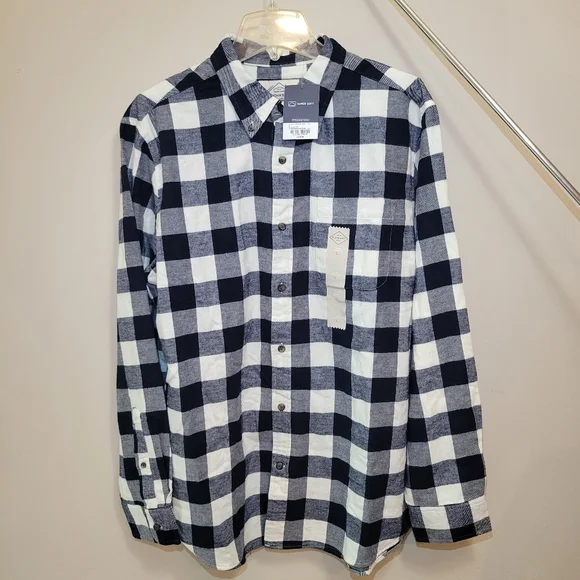 St. John's Bay Men's White Buffalo Plaid Button Down Shirt - Picture 2 of 5